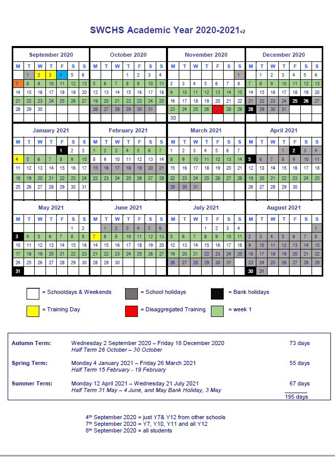 Saffron Walden County High School Term Dates and The School Day